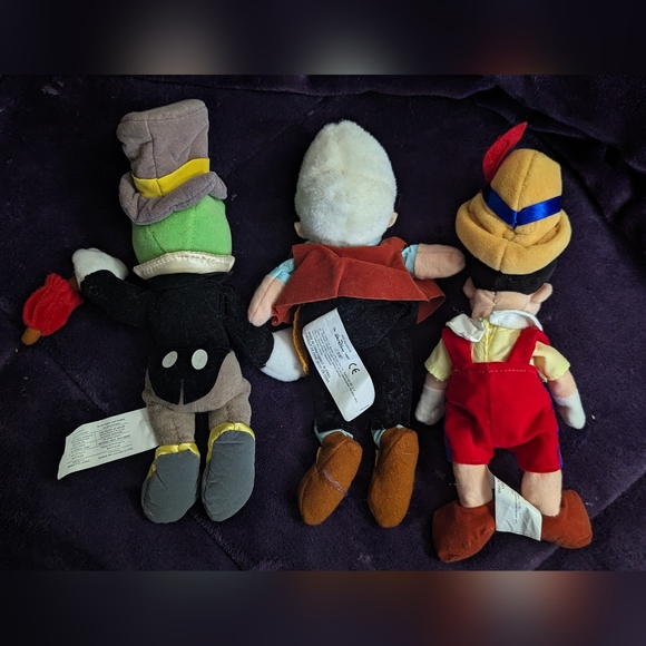 Vintage 1999 Disney Pinocchio Bean Bag plush set of 3. - Picture 3 of 13